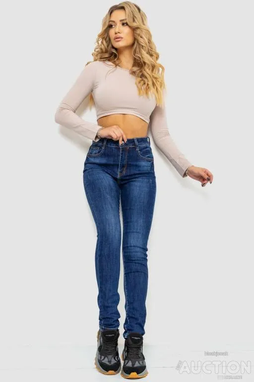 Купити Джинсы женские с потертостями, цвет синий, 214R1413