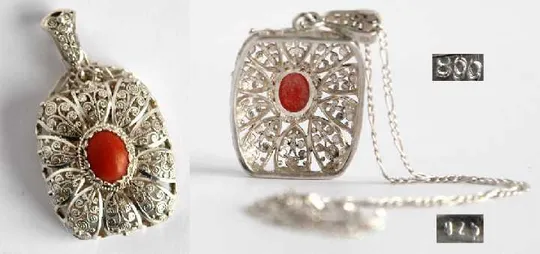 Підвіска філігрань срібло 800 проба корал Austria Недорого