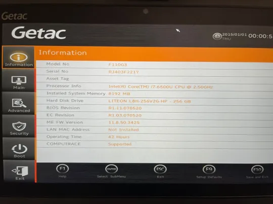 Захищений планшет Getac F110 G3, 11.6&quot;, i7-6500U, 8GB, 256GB, 46 годин напрацювання. Гарантія Характеристики
