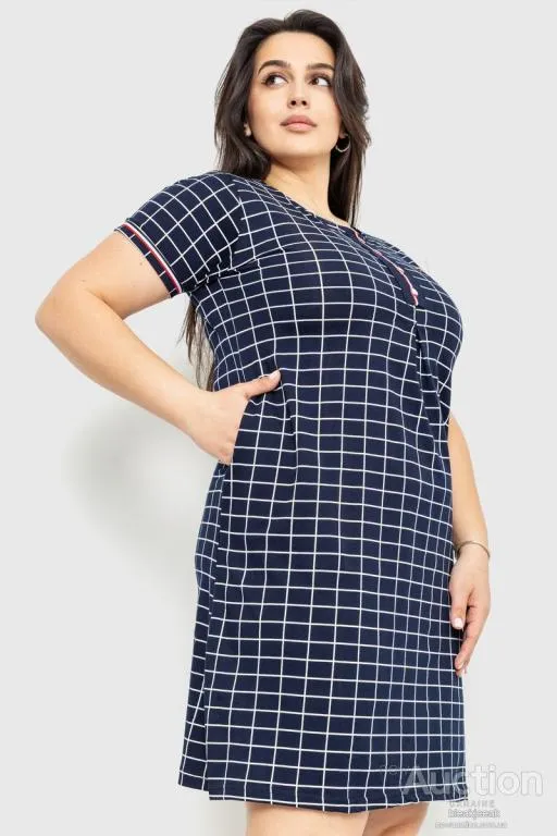 Платье повседневноев клетку, цвет темно-синий, 231R6616 З аукціону