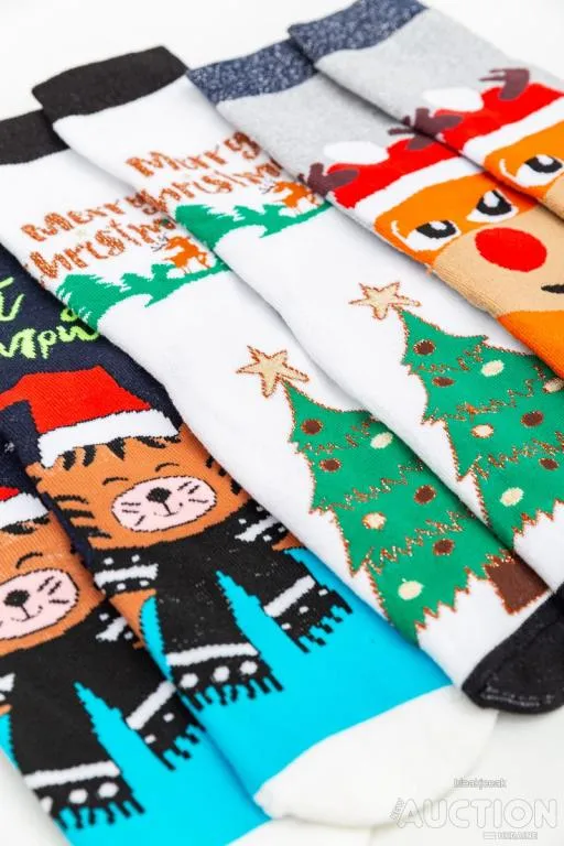 Купити Комплект женских носков новогодних 3 пары, цвет темно-синий,белый,светло-серый, 151R253