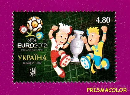фото, ** УКРАИНА 2012 N1202 марка Славко и Славек ЕВРО-2012 Спорт Футбол