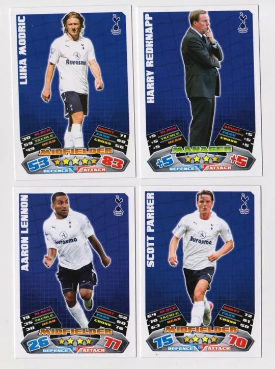 Футбольные карточки MATCH ATTAX 2011-2012 Premier League = Футбольный клуб Tottenham Hotspur =4 шт # Ціна