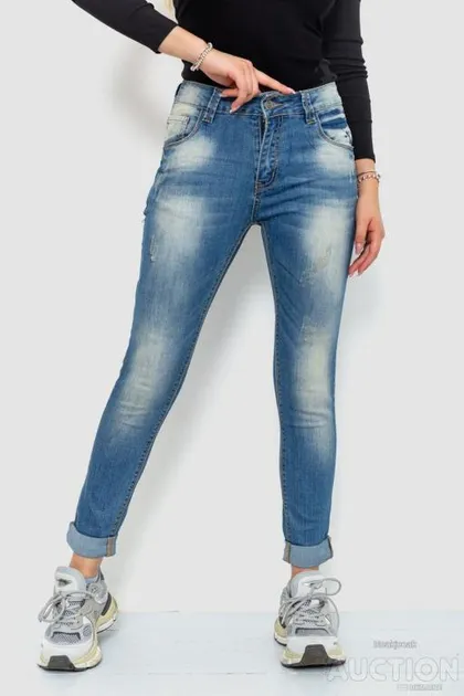 фото, Джинсы женские с потертостями, цвет синий, 244RS06
