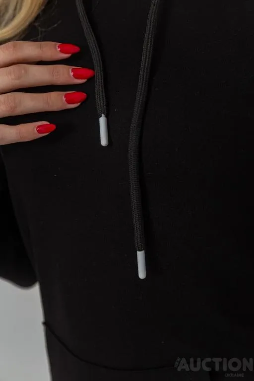 Худи женский двухнитка, цвет черный, 229R151-1 Де купити