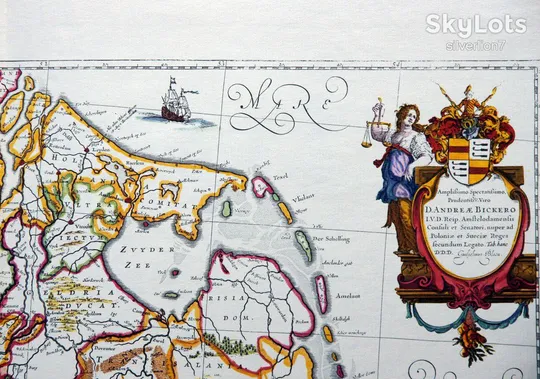 Старовинна мапа карта Ріка Рейн на папері верже 1663 Willem Blaeu Де купити