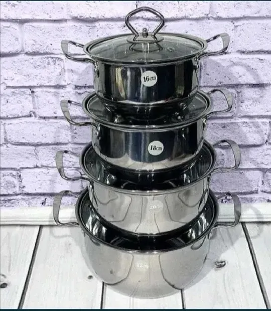 Набор кастрюль GR3558. 8 предметов из высокопрочной нержавеющей стали Продаж