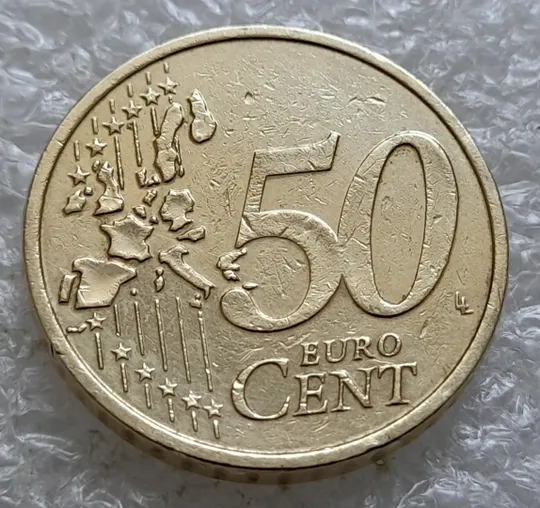 (2250) 50 євроцентів 2002 Австрія викрошки на аверсі (50 евроцентов 2002 Австрия брак) Інтернет-аукціон