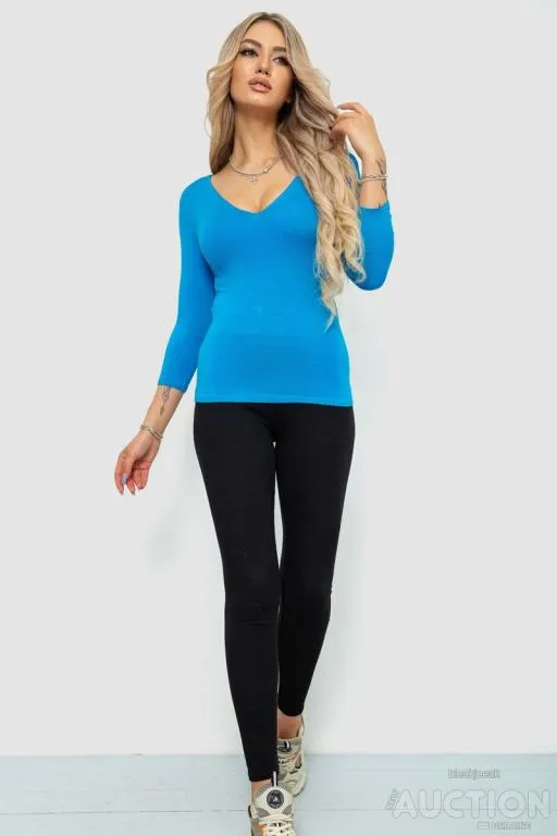 Купити Футболка женская с удлиненным рукавом, цвет бирюзовый, 186R106