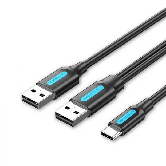 Кабель Vention USB Type-C - 2хUSB (M/M), 0.5 м, Black (CQKBD) Ціна