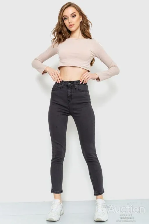 Джинсы женские skinny, цвет темно-серый, 186R0029 Ціна