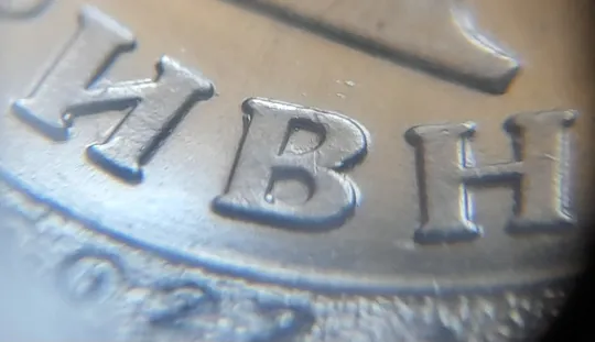 (7745ря) 1 гривня 2022 викрошки на аверсі, напливи металу на елементах зображення (1 гривна 2022 брак) Продаж