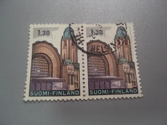 марки сцепка Финляндия 1971 архитектура стандарт вокзал поезда гаш №2113 Ціна