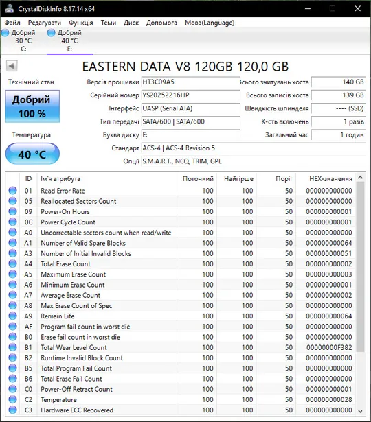 SSD Eastern Data 120GB 2.5&quot; SATAIII SATA3 ССД 120гб сата3 для ноутбука ПК Інтернет-аукціон