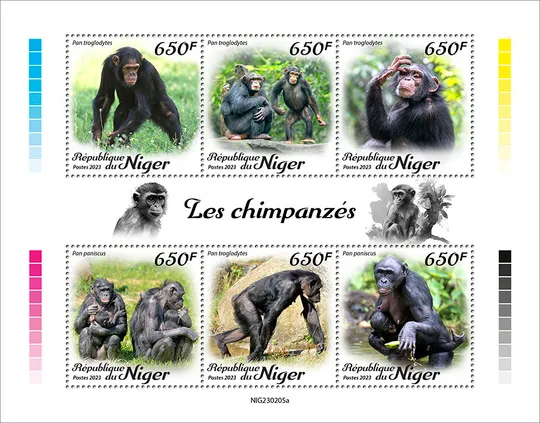 Купити Нигер-Обезьяны-Шимпанзе-2023. Чистый полный красивый комплект. MNH.