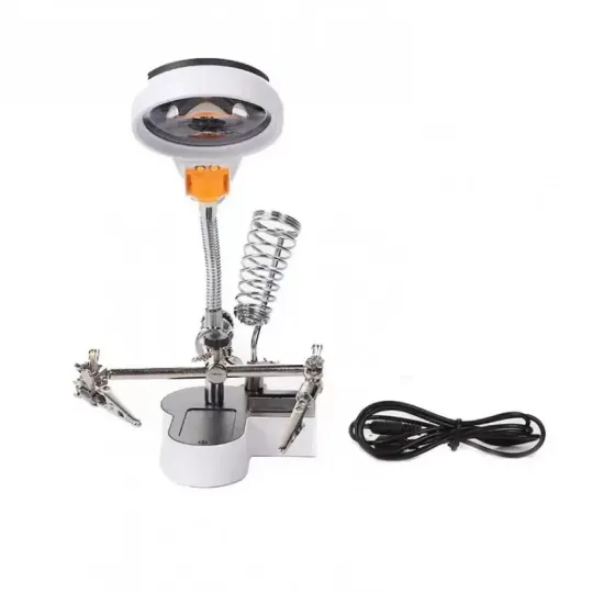 Третя рука для паяння , тримач плат із підставкою, лупа 65 мм (MG16126-AC1) З аукціону