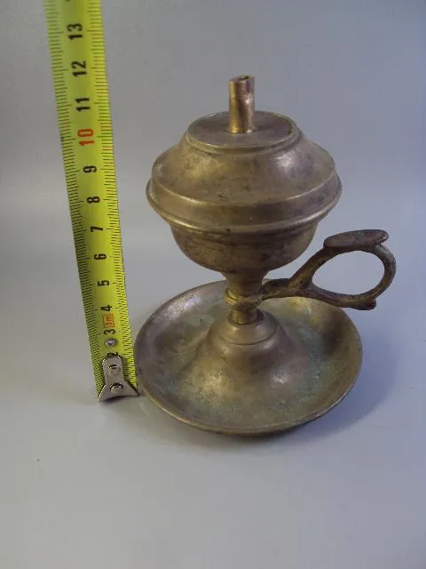 Подсвечник лампа керосиновая или спиртовка с ручкой маленькая высота 11,5 см (№ 1533) Де купити