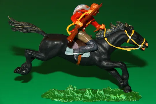 КОВБОЙ ТРАПЕР З КАРАБІНОМ НА КОНІ № 6990 траппер ELASTOLIN 70мм ФРГ З аукціону