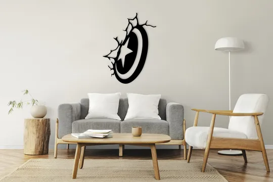 Купити Панно декоративне картина на стіну Щит Капітана Америка LED підсвітка 400х303 acr-p000059