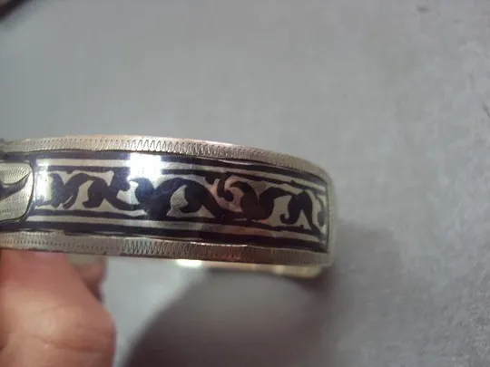 Купити женский жесткий браслет цветы чернь серебро 875 проба ссср вес 17,4 г №3265