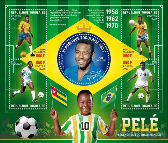 Футбол-Пеле-Совместный выпуск 8 администраций-2023. Чистый полный красивый комплект-8 М/Листов разных стран.MNH. Інтернет-аукціон