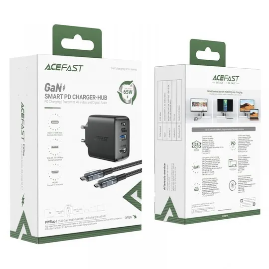 СЗУ Acefast A17 65W GaN multi-function HUB + кабель Type-C to Type-C Де купити