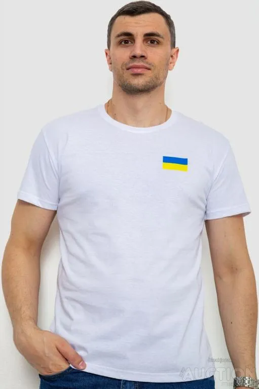 Футболка мужская патриотическая, цвет белый, 226R040 Ціна