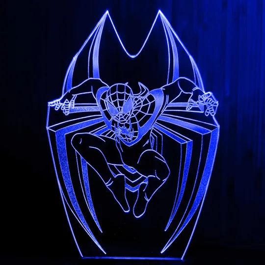 Акриловий світильник-нічник Людина-Павук 2 (Spider-Man) синій tty-n001066 Ціна