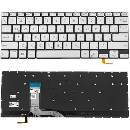 фото, Клавиатура для ноутбука ASUS (X1402, X1403 series) rus, silver, без фрейму, підсвічування клавіш