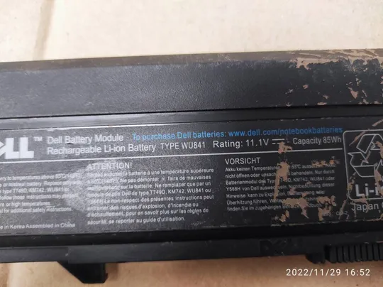 Оригінал АКБ, Акумуляторна батарея, живлення, Оригінальна батарея, battery DELL 0KM760 WU841 11.1V 85WH для Dell Latitude E5500 E5510 E5400 E5410 E5411 E5511 PP32 З аукціону