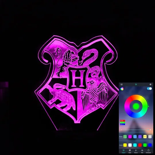 Акриловий світильник-нічник керування з телефона Hogwarts School tty-n002080 Ціна