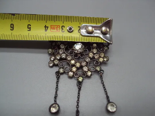 Брошка с висюльками брошь цветок цветочек серебро 875 проба ссср вес 7,4 г 6,4х3,9 см №15566 З аукціону