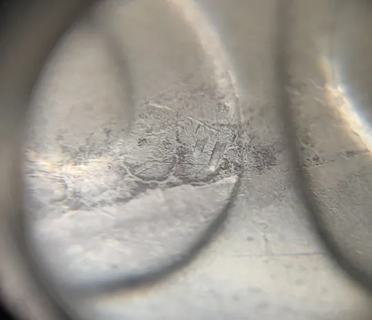 (7843) 50 копійок 2023 'борозда' (розшарування) на реверсі та аверсі (50 копеек 2023 цікавий брак) З аукціону