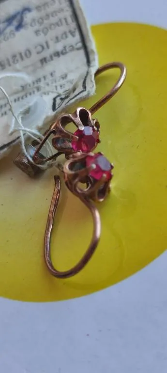 Серьги ссср серебро 925 с камнями, с ценником-сертификатом, красивые ds924 Недорого