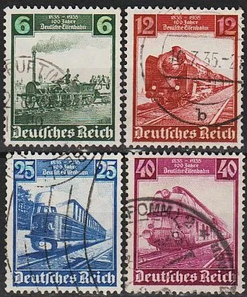 фото, 1935 - Рейх - 100 років залізниці Mi.580-83 _6.50 €