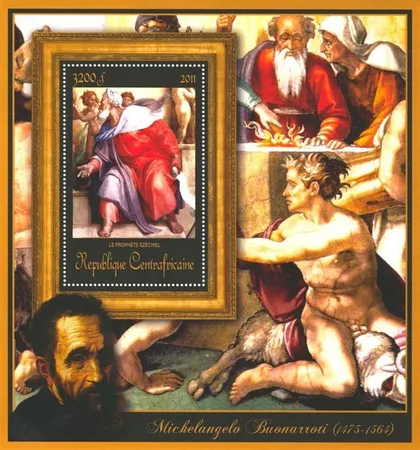 фото, ЦАР-Живопись-Микеланджело-2011. Чистый красивый Блок. MNH.