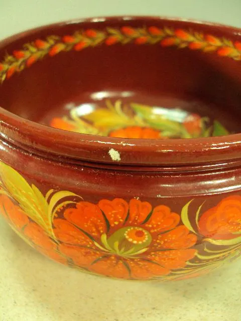 Тарелка блюдо миска петриковская роспись цветы маки дерево высота 9 см, диаметр 16,1 см №12067 Продаж