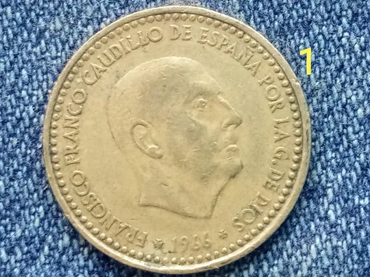 Испания, 1 песета (1966 г.) Дата в звёздах (1969). Ціна