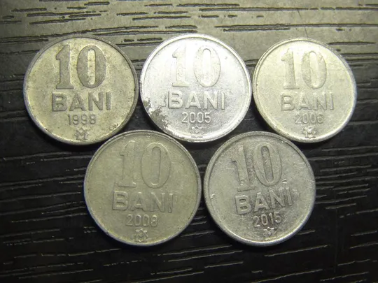 10 бані Молдова (порічниця), 5шт, всі різні Ціна