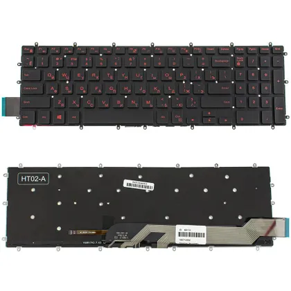 фото, Клавіатура для ноутбука DELL (Inspiron: 7566, 7567) rus, black, без фрейма, підсвічування клавішRED