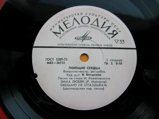 ПЛАТІВКА = ВИА "ПОЮЩИЕ СЕРДЦА" - Вот какая беда, Как все это объяснить, Зима любви == З аукціону