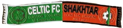 фото, Футбол серия значков шарфы Шахтер Донецк (значок № 21). Лига Европы 2007-08 Селтик Шотландия - Шахтер Донецк Украина