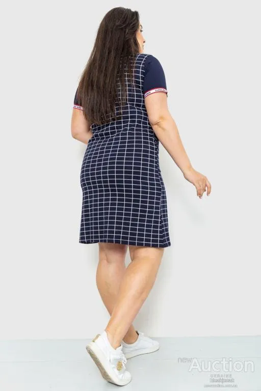 Платье в клетку повседневное, цвет темно-синий, 231R6404 Продаж