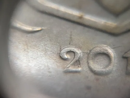 (7124) 25 копійок 2014 розколи у році карбування на аверсі (25 копеек 2014 брак) Продаж