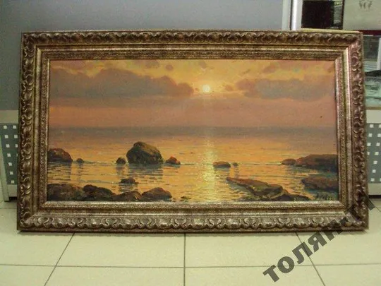 картина Морской пейзаж закат Севец, холст масло С рамой 96,2 х 55,7 см, без рамы 82 х 41 см №190 Ціна