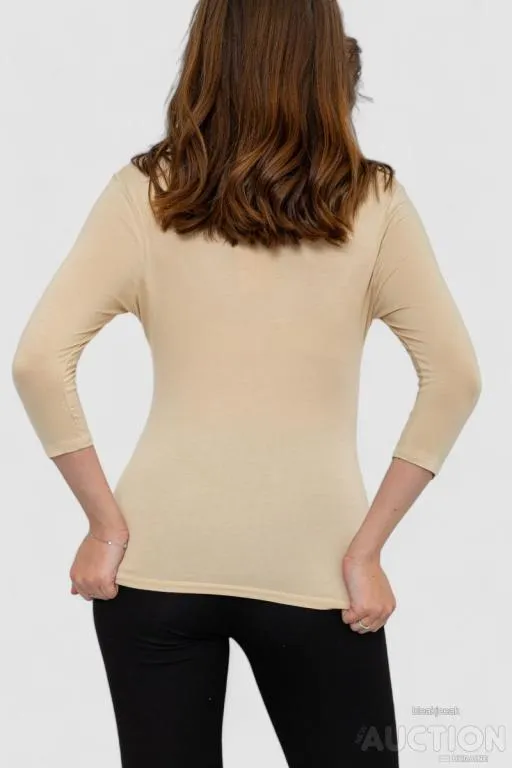 Лонгслив женский укороченный с рукавом 3/4, цвет бежевый, 186R509 Продаж
