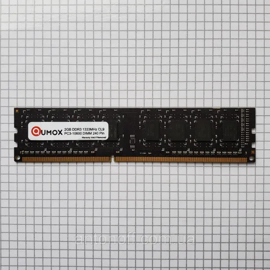 Модуль пам&#039;яті Qumox 2GB PC3-10600 (DDR3) 1333MHz CL9 DIMM 240 Pin для ПК Ціна