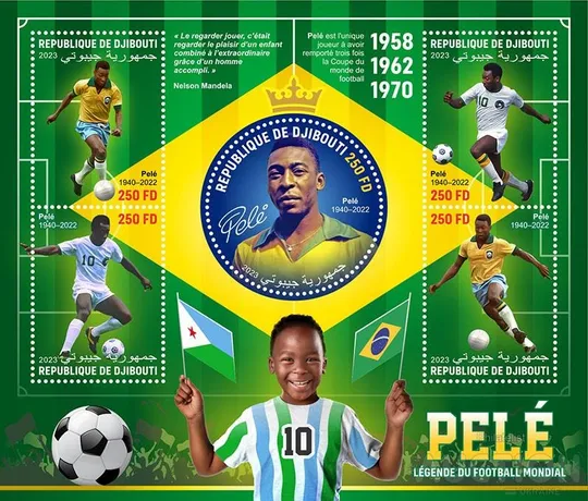 Футбол-Пеле-Совместный выпуск 8 администраций-2023. Чистый полный красивый комплект-8 М/Листов разных стран.MNH. Продаж