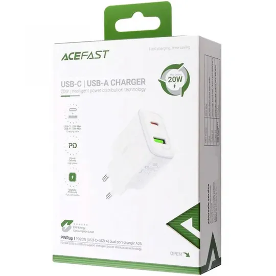 СЗУ Acefast A25 PD20W (USB-C+USB-A) dual port Продаж