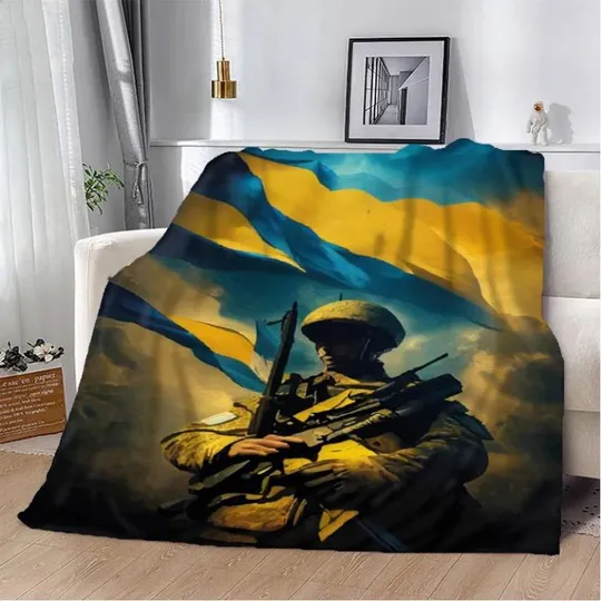 Плед патриотический 3D Защитник Украины 20222424_B 12187 135х160 см Ціна